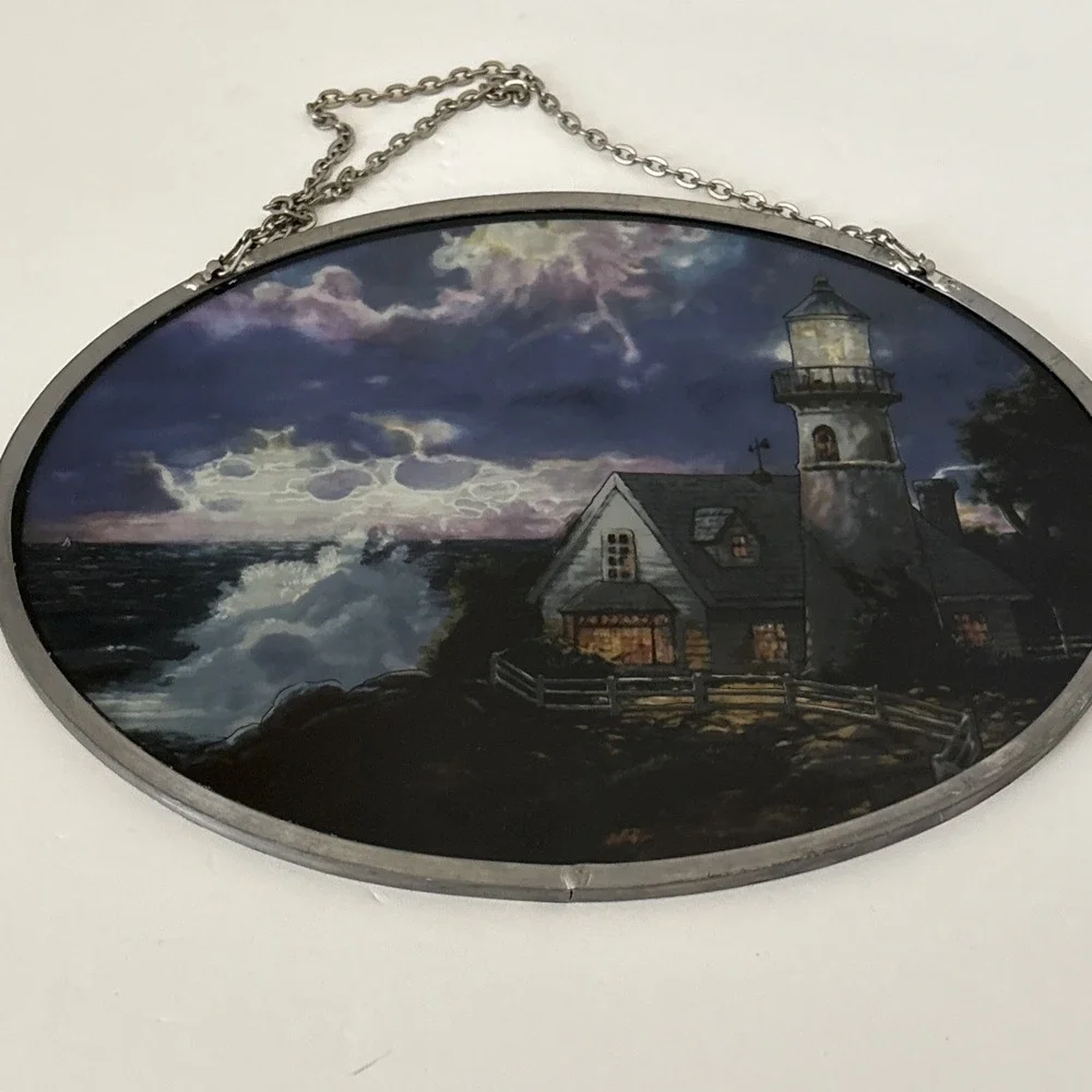 Thomas Kinkade Stained Glass Suncatcher: Light In The Storm & The Light Of Peace